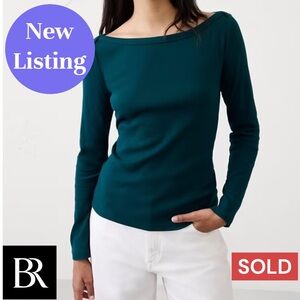 🆕 Banana Republic Factory. Ribbed Boatneck Top.  Teal Shadow.  Size L.  NWT.